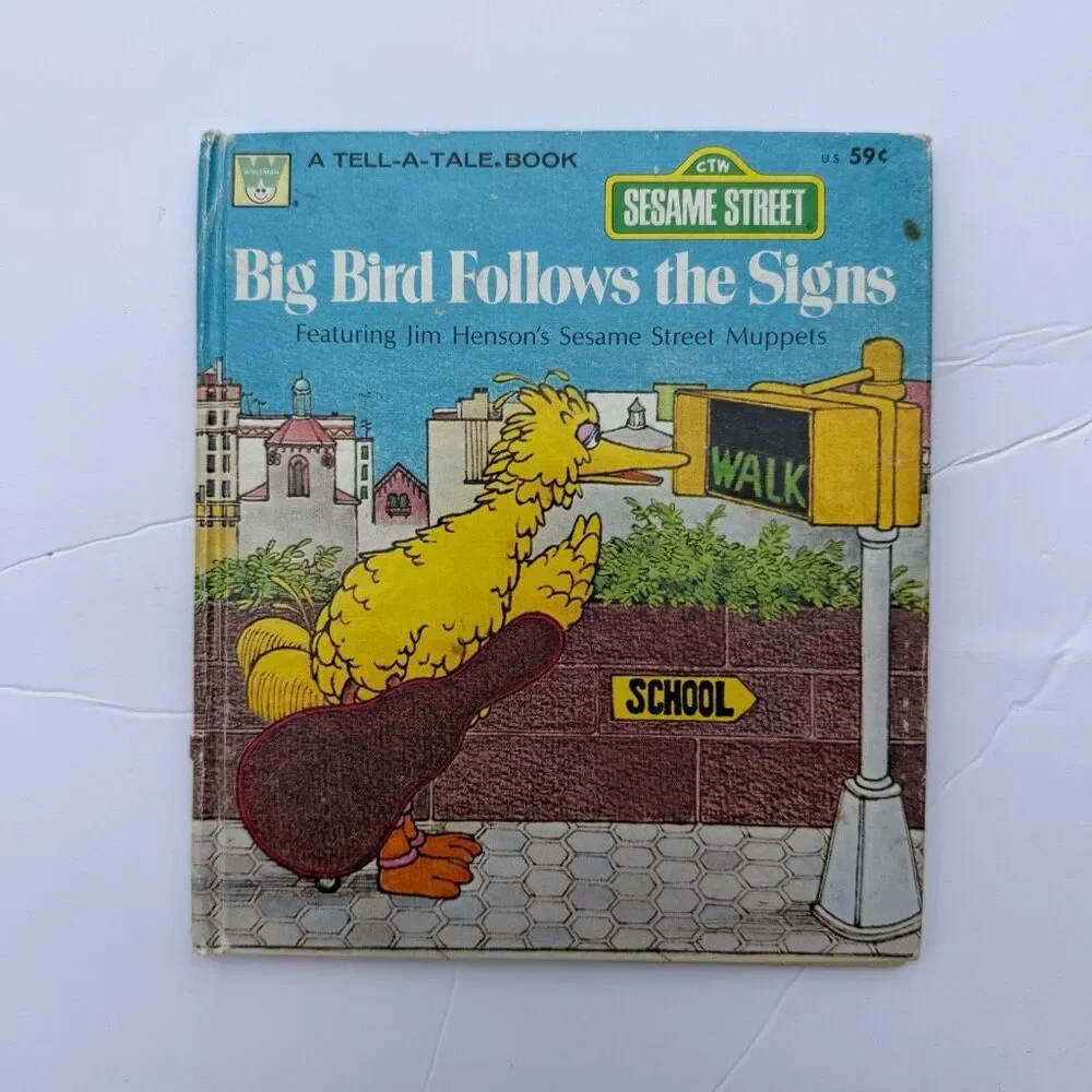 Vintage Sesame Street Little Golden Books Cookie Monster Big Bird Retro Nursery